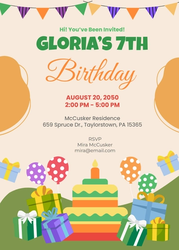 Colorful Kids Birthday Celebration Invitation Template - Edit Online & Download