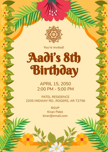Marathi Kids Birthday Invitation Template - Edit Online & Download