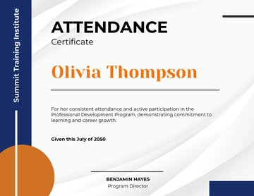 Customizable Program Attendance Certificate Template - Download | Template.net