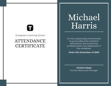 Professional Workplace Attendance Certificate Template - Edit Online & Download