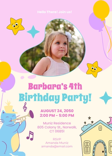 Cartoon-Themed Kids Birthday Invitation Template - Edit Online & Download