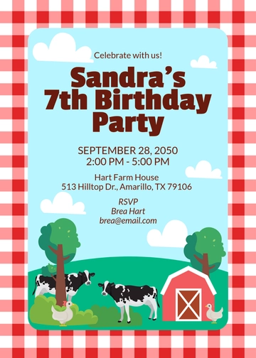 Farm Animal Kids Birthday Invitation Template - Edit Online & Download