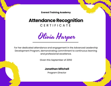 Recognition of Attendance Certificate Template - Edit Online & Download