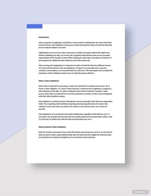 Data Validation White Paper Template