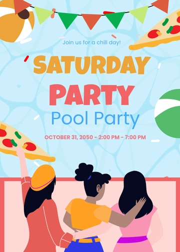 Editable Pizza Pool Party Invitation Template - Edit Online & Download
