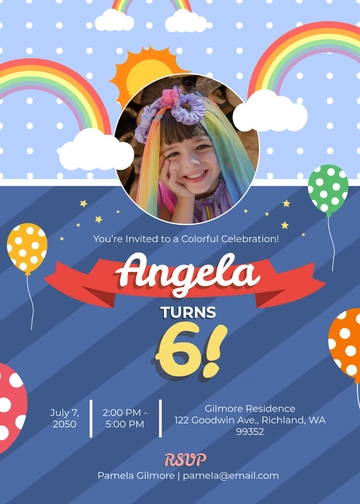 Rainbow Kids Birthday Invitation Template - Edit Online & Download