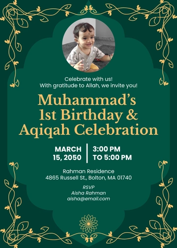 Aqiqah Kids Birthday Invitation Template - Edit Online & Download