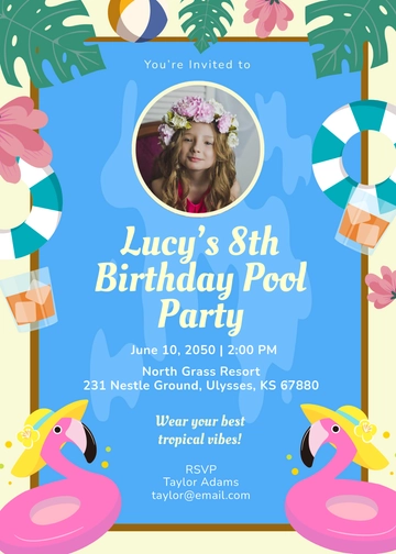 Flamingo Pool Party Invitation Template - Edit Online & Download