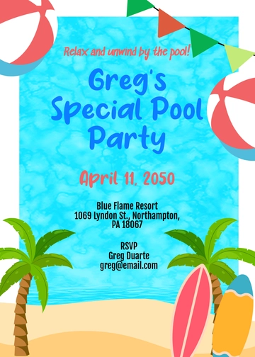 DIY Island Pool Party Invitation Template - Edit Online & Download