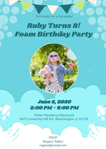 Kids Foam Birthday Party Invitation Template - Edit Online & Download