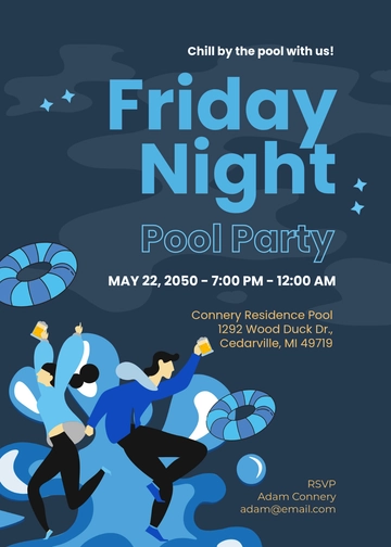 Night Pool Party Invitation Template - Edit Online & Download