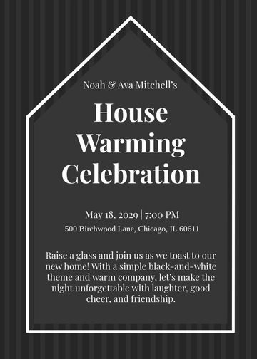 Free Black and White Cheers Housewarming Invitation Template to Edit Online