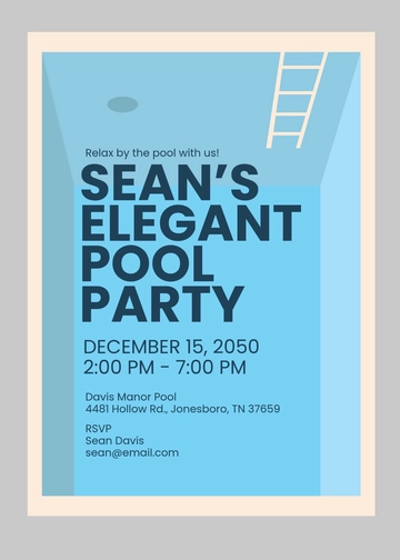 Elegant Pool Party Invitation Template - Edit Online & Download