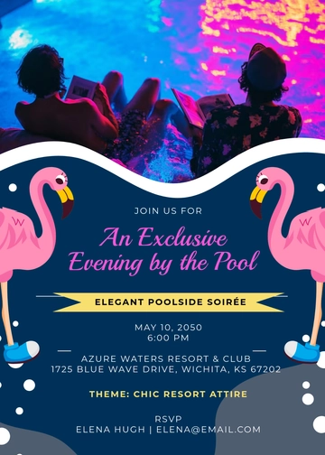 Professional Pool Party Invitation Template for Adults - Edit Online & Download