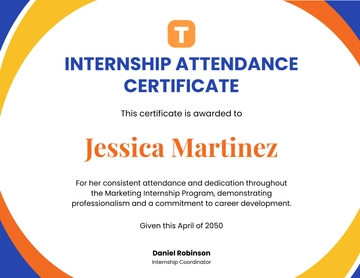Internship Attendance Certificate Template - Edit Online & Download