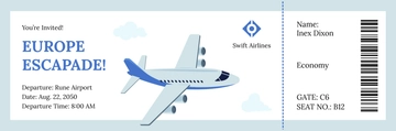 Airline Ticket Travel Invitation Template - Edit Online & Download