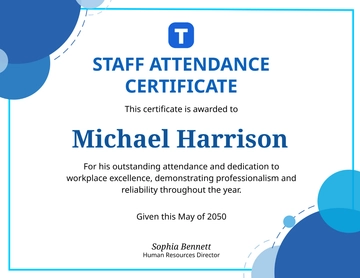 Simple Staff Attendance Certificate Template - Edit Online & Download