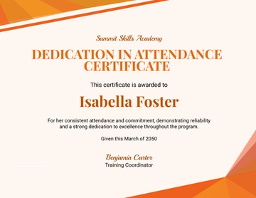 Orange Attendance Certificate Design Template - Edit Online & Download
