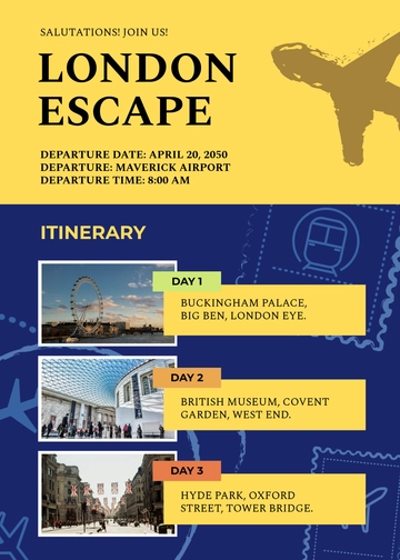 Colorful Travel Itinerary Invitation Template - Edit Online & Download