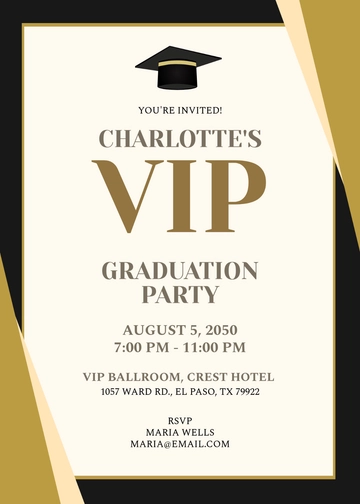 Black and Gold Graduation VIP Invitation Template - Edit Online & Download