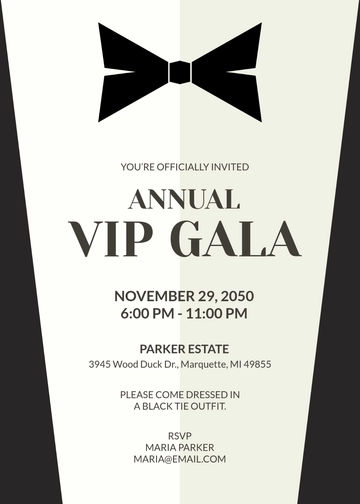 Modern Black Tie VIP Invitation Template - Edit Online & Download