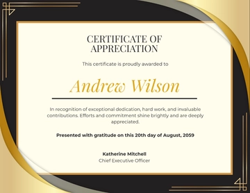 Golden Appreciation Certificate Design Template - Download | Template.net