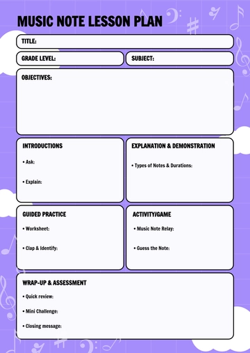 Music Note Lesson Plan Template - Edit Online & Download