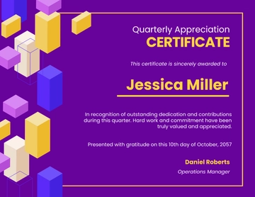 Quarterly Appreciation Certificate Template - Edit Online & Download