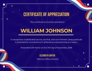 Veteran Appreciation Certificate Template - Edit Online & Download