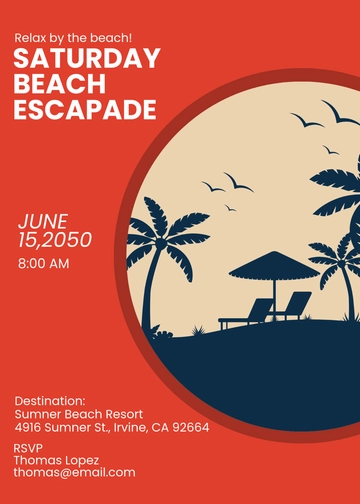 Aesthetic Beach Travel Invitation Template - Edit Online & Download