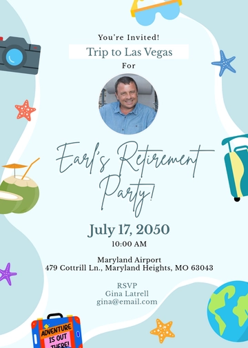 Simple Retirement Party Travel Invitation Template - Edit Online & Download