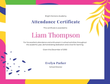 Colorful Kids Attendance Certificate Template - Edit Online & Download