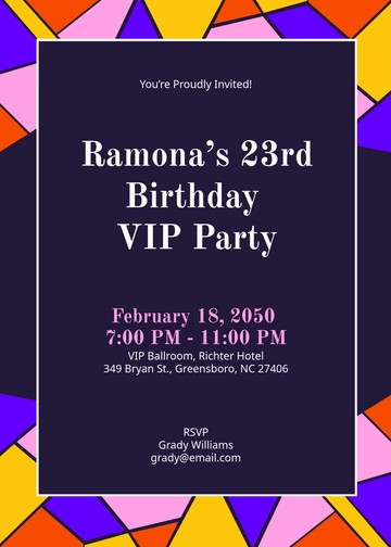 Colorful VIP Birthday Invitation Template - Edit Online & Download