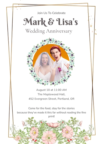 Funny Wedding Anniversary Invitation Template - Edit Online & Download