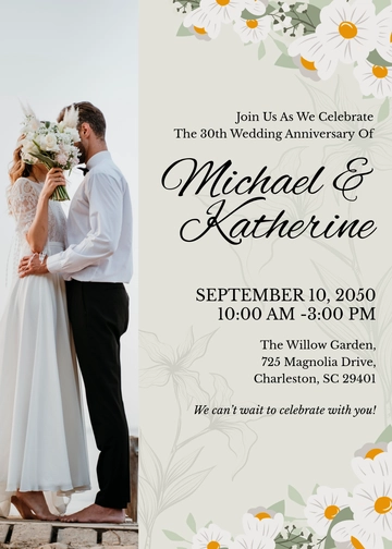 Beautiful Wedding Anniversary Invitation Template - Edit Online & Download