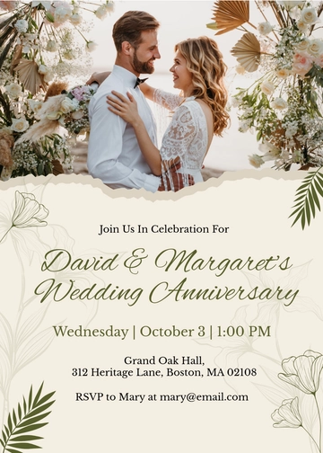 Free Professional Marriage Anniversary Invitation Template to Edit Online