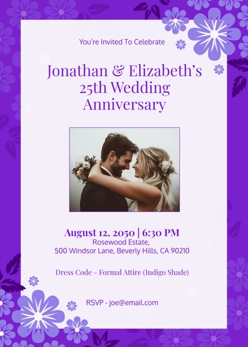 Editable Indigo Wedding Anniversary Invitation Template - Edit Online & Download