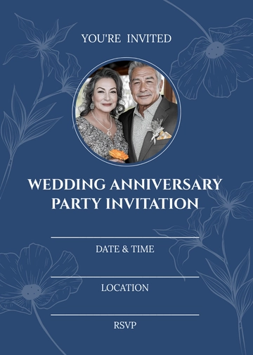Blank Wedding Anniversary Party Invitation Template - Edit Online & Download