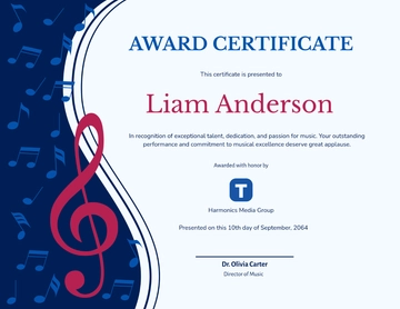 Music Note Award Certificate Template - Edit Online & Download