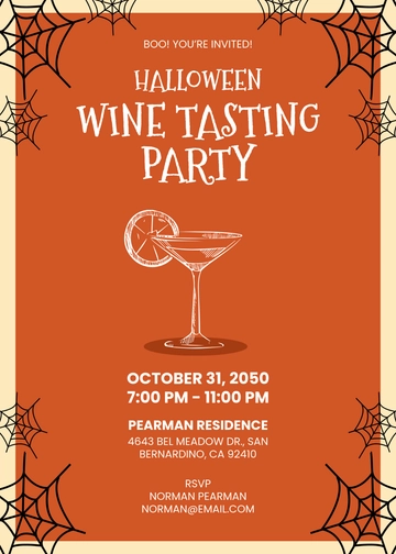 Orange Halloween Wine Tasting Invitation Template - Edit Online & Download Orange Halloween Wine Tasting Invitation Template - Edit Online & Download