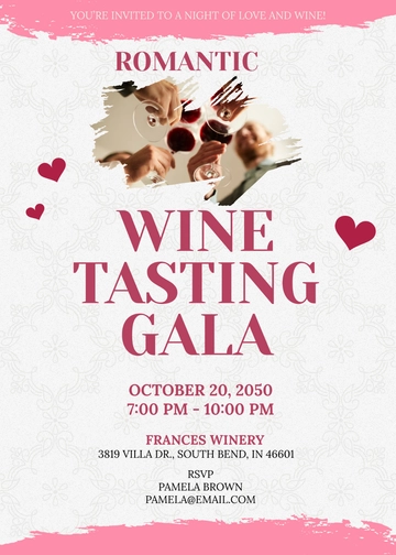 White and Pink Romantic Wine Tasting Invitation Template - Edit Online & Download White and Pink Romantic Wine Tasting Invitation Template - Edit Online & Download