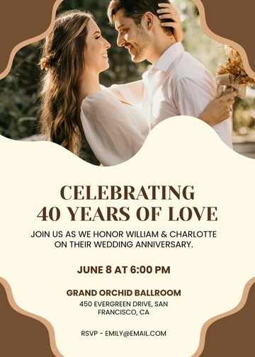 Modern Light Brown Wedding Anniversary Invitation Template - Edit Online & Download
