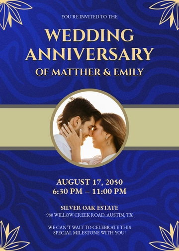 Wedding Anniversary Celebration Invitation Template - Edit Online & Download