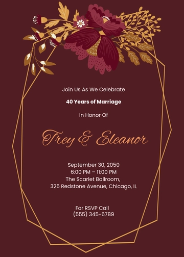 Ruby Wedding Anniversary Invitation Template - Edit Online & Download