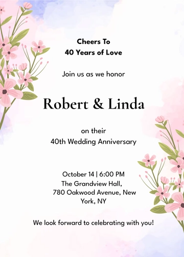 Colorful Wedding Anniversary RSVP Invitation Template - Edit Online & Download