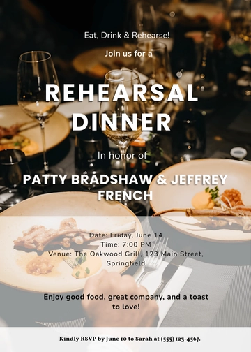 Rehearsal Eat Drink Dinner Invitation Template - Edit Online & Download