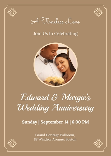 Vintage-Style Wedding Anniversary Invitation Template - Edit Online & Download