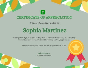 Workshop Appreciation Certificate Template - Edit Online & Download