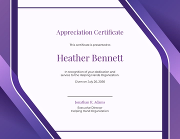 Volunteer Appreciation Award Certificate Template - Edit Online & Download