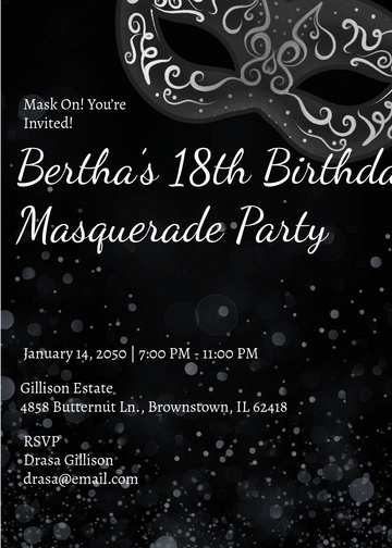 Masquerade Debut Invitation Template - Edit Online & Download